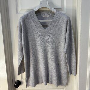 Heather Gray Merino Wool V-neck Tunic from WoolOvers- L